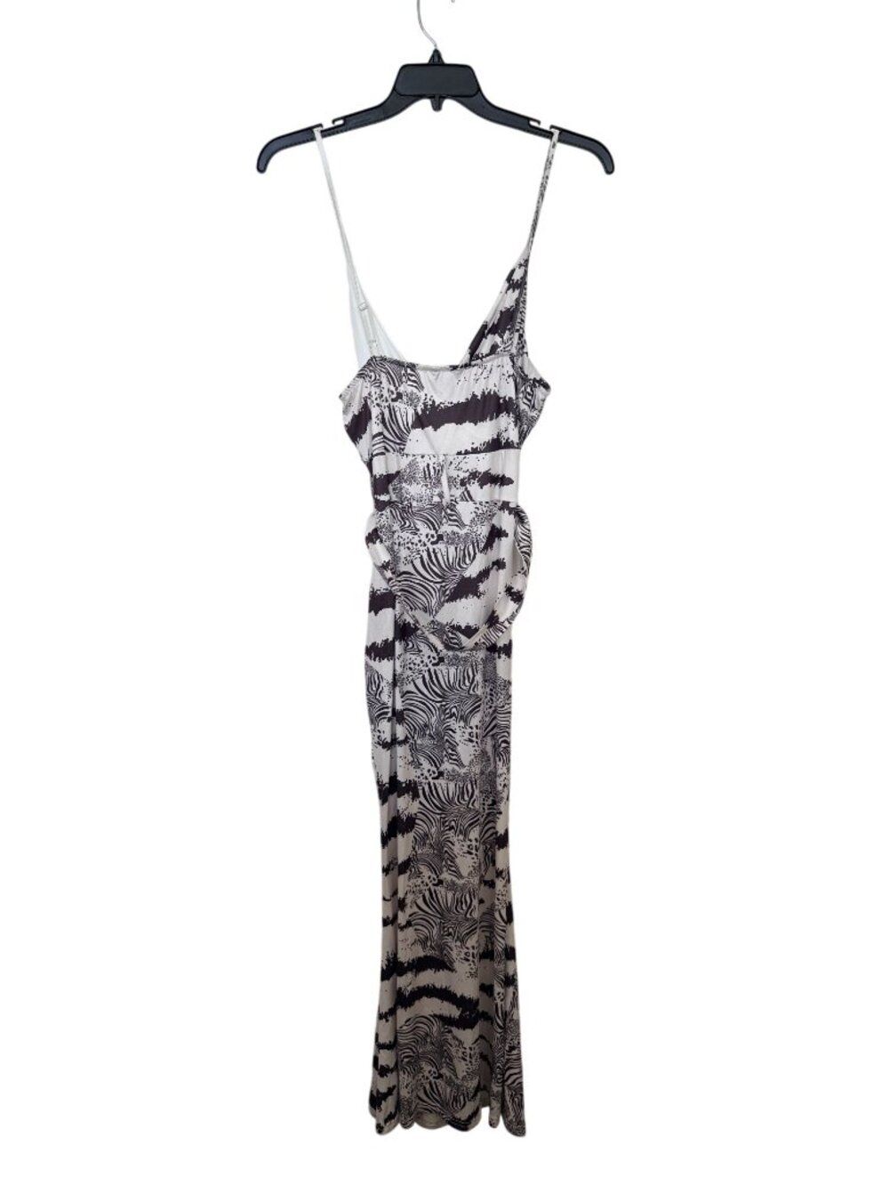 ChicMe Animal Print Ruched Maxi Dress L Brown White Zebra Cheetah Bodycon Resort - Picture 3 of 13